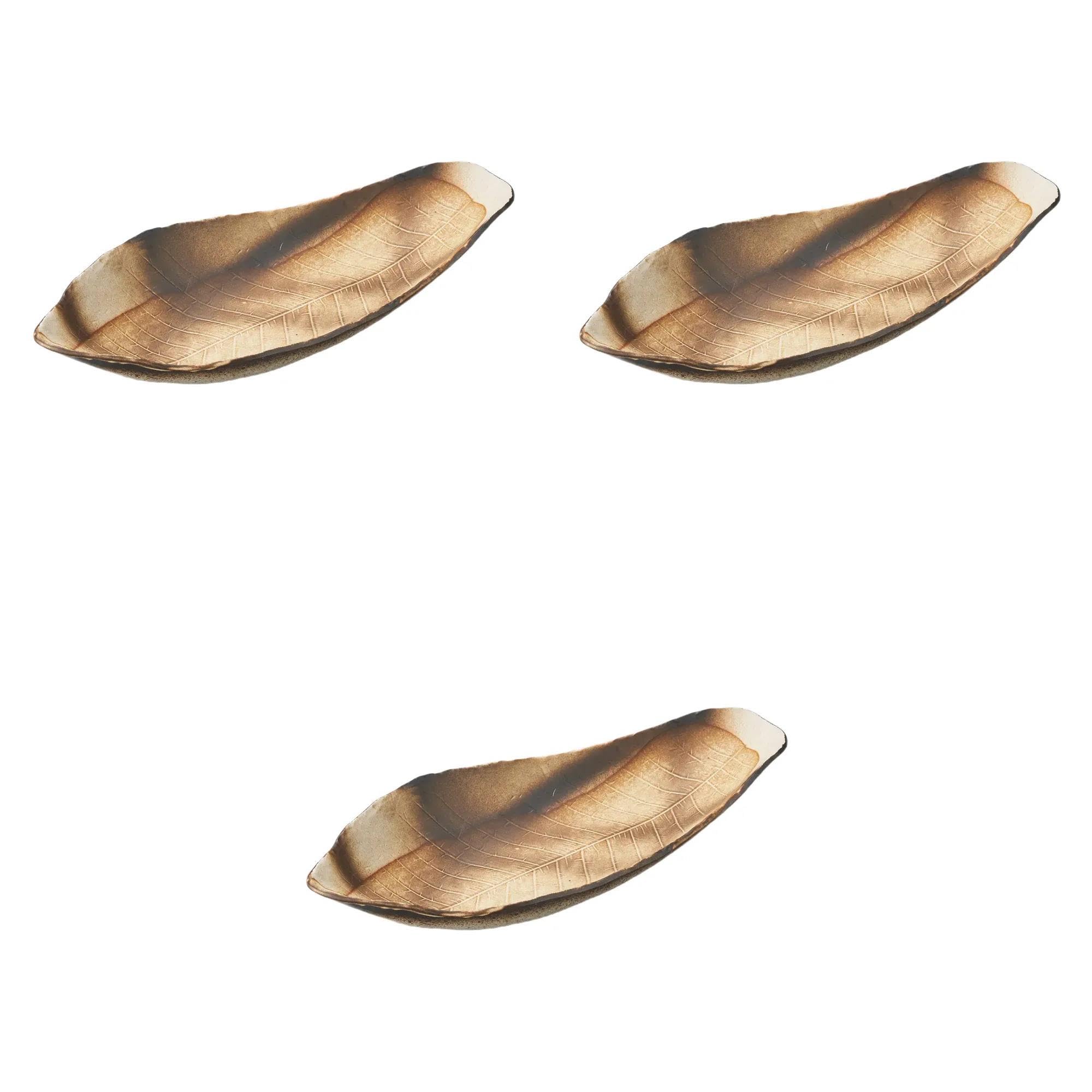 

Set of 3 Black Dasugi and Magnolia Leaf Bowls x x Large Serving Bowls by Setomonohonpo [43 17.5 6.8 cm] чёрный