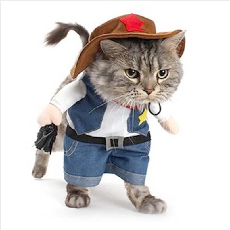 Cat clothes Western cowboy kitten kitten funny funny cowboy transformation Halloween clothes S