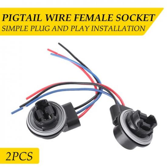 Universal Wire Pigtail Female Socket 3157 S Two Harness Signal Turn Park Brake