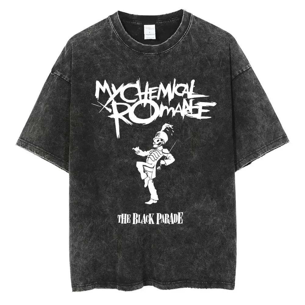 Rock Band My Chemical Romance Washed Cotton Mens Women Streetwear Harajuku Summer Short Sleeve TShirt Loose Cotton Tops