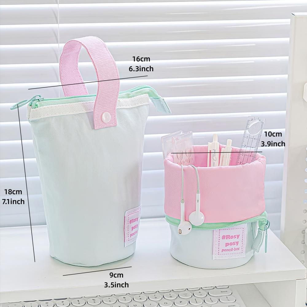 Milky Box Pokrowiec na ołówki i długopisy Kontrastowy składany stojak z uchwytem na długopisy Kieszonkowy woreczek do przechowywania na stole Szkolny