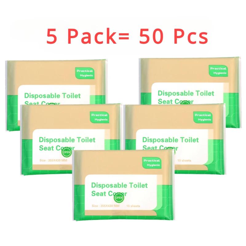 100PCS Disposable Toilet Seat Cover Portable Travel Camping Hotel Bathroom Degradable Waterproof Toilet Mat Accessories