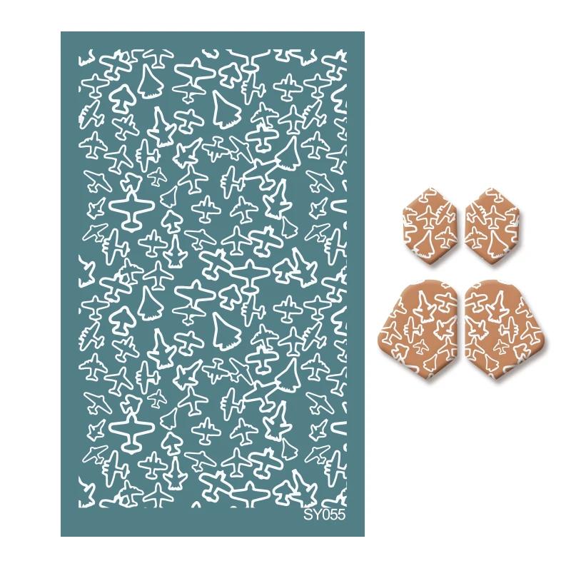 Polymer Clay Coloring Silk Screen Stencil Reusable Line Pattern Printing Clay Stamps DIY Earrings Jewelry Making Pottery Tools