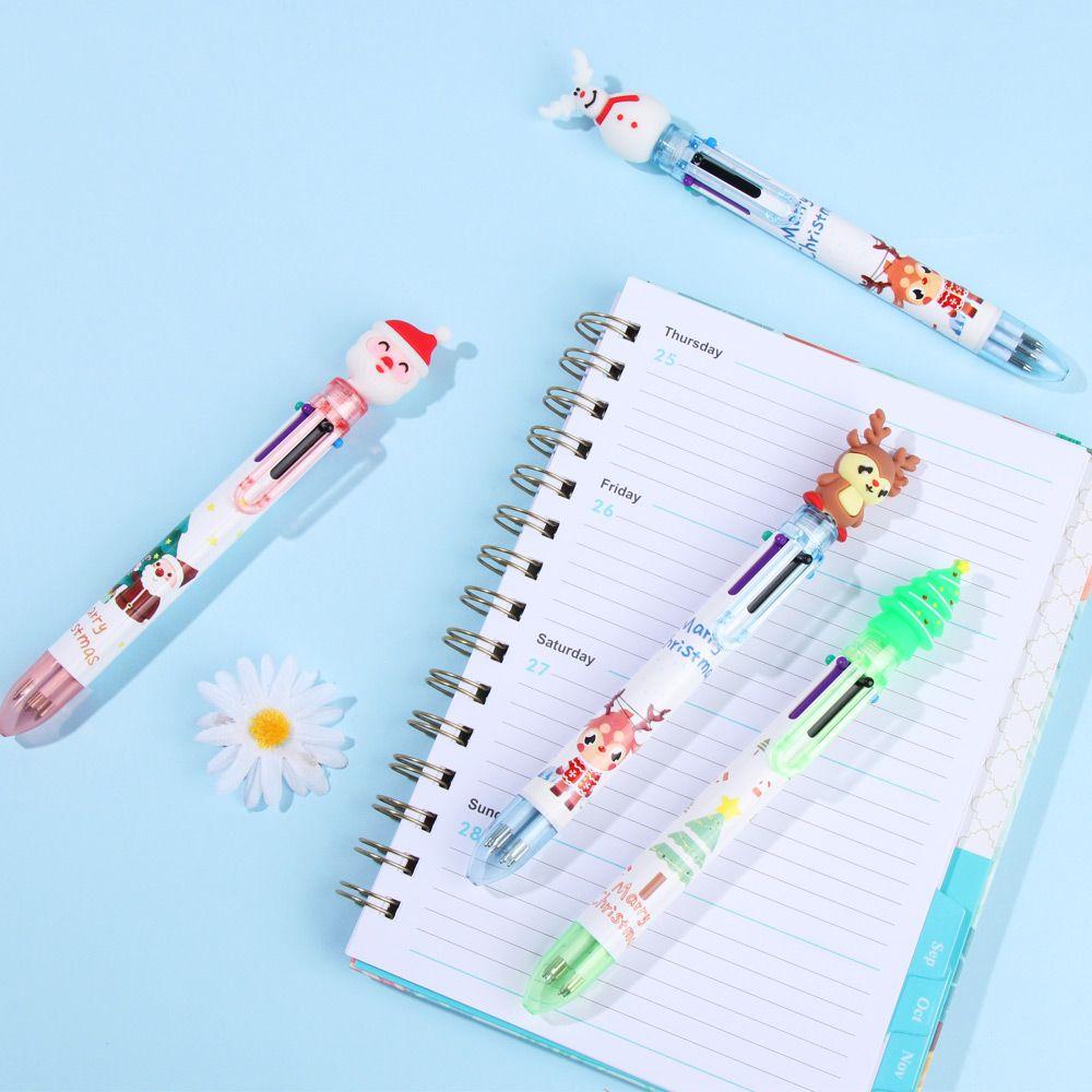 6/10Colors Cute Gifts School Xmas Stationery Merry Christmas Cartoon Ball-point Pen Santa Claus Pen