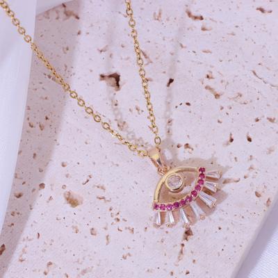 Simple Zirconia Eye Pendant Necklaces for Women Fashion Golden Necklace Wedding Party Jewelry Accessories