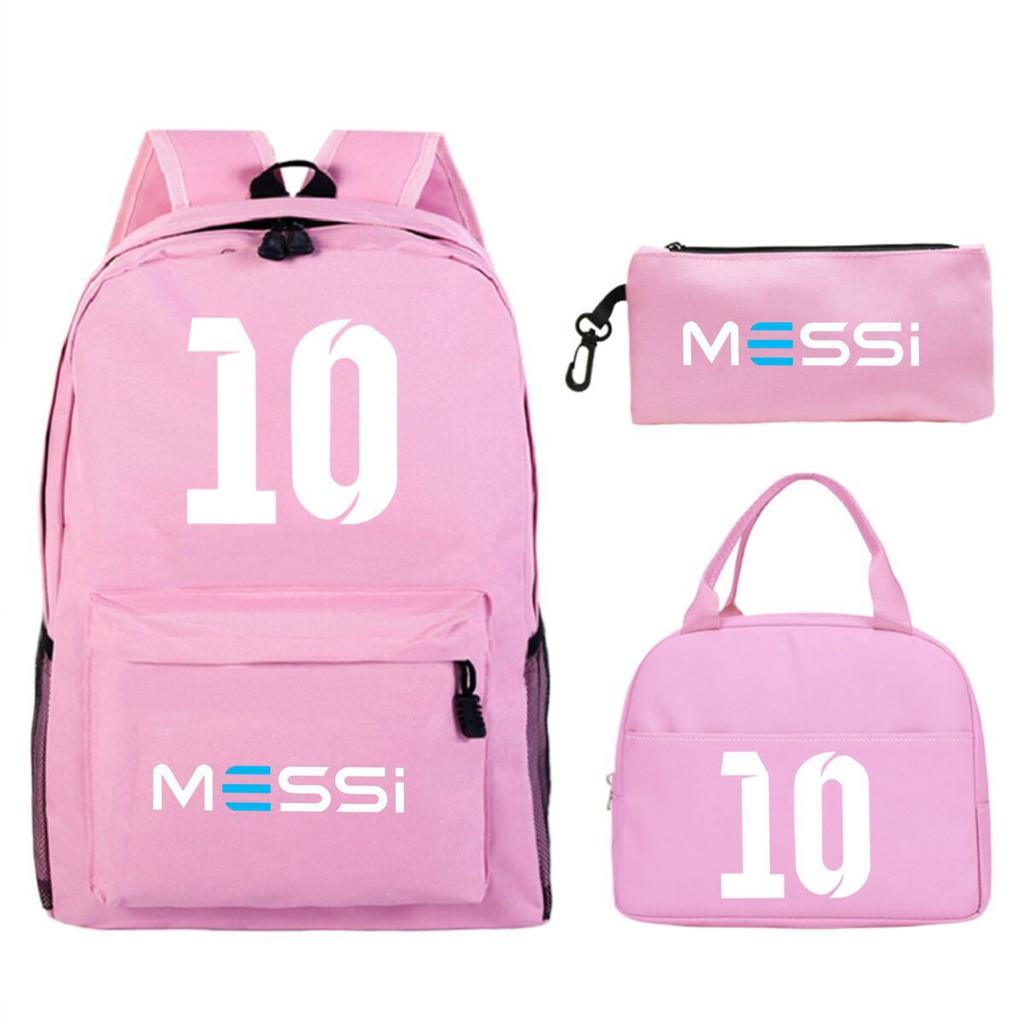 Football Star Peripheral Printed Backpack, Primary And Secondary School Children'S Three-Piece Simple Schoolbag