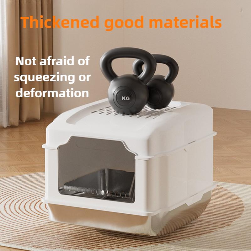 Stainless Steel Cat Litter Box Large Space Fully Enclosed Cat Toilet Big Sealed Odor Proof Cat Bedpans Detachable Pet Supplies
