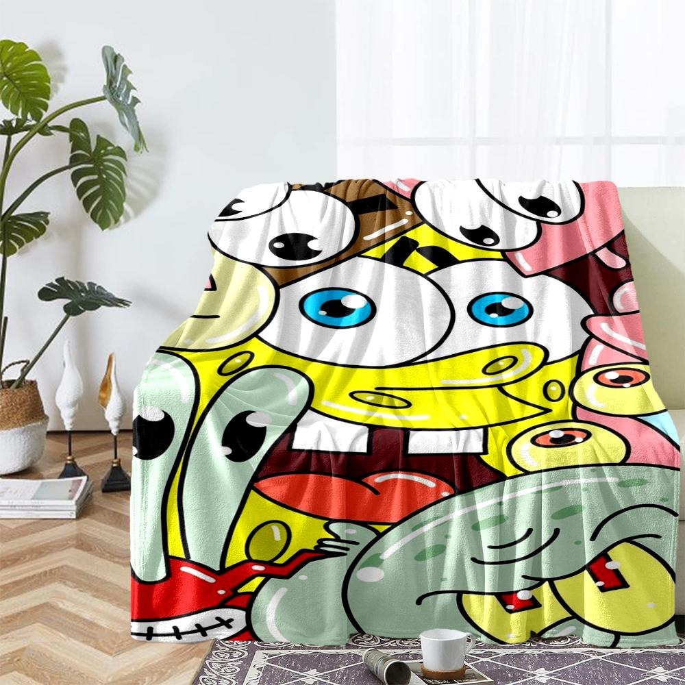 SpongeBob SquarePants Theme Printed Blanket - Perfect for Couch, Bed, Travel & Outdoor Use | Machine Washable, Cozy & Durable.