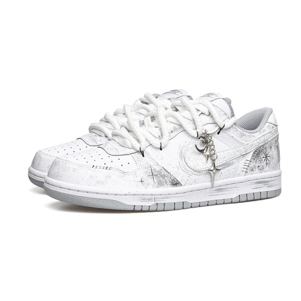 Nike Dunk WAO PU Synthetic Leather Abrasion Resistant Height Increasing Low top Skateboard Shoes Men's White Gray 355152-106(Team531-BOX)