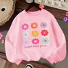 Kids Crewneck Sweatshirt, Floral & "Happy Days Ahead" Letter Print, Fall Winter Long Sleeve Pullover