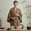 Handgemachtes Knopflochhemd Damen Hemd mit Stehkragen, Chinesische Frosch-Bluse für Frühsommer Freizeit-Outfit Herbst, Lockeres einfarbiges Langarm-Oberteil Frühjahrs-Kleidung
