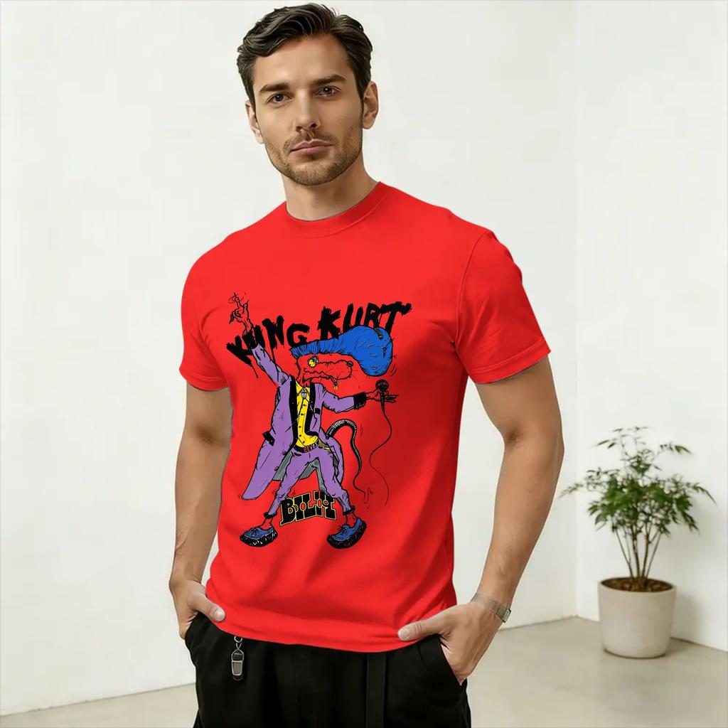 King Kurt Psychobilly T-shirt Unisex Vintage Manica Corta Girocollo 100% Cotone Abbigliamento Taglie Forti