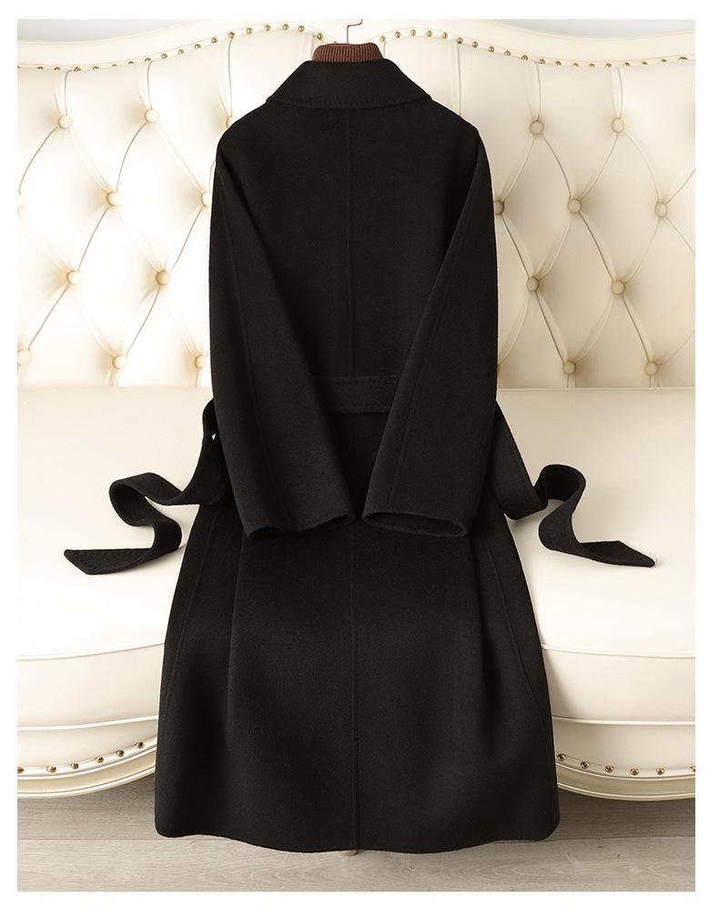 M Familie High-End Wollmantel: Doppelseitig, Überknie, Hepburn-Stil für Damen