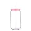 16oz PET Plastic Cups Equipped With Replaceable Colored Lid And Straw Can Hold Soda Juice Drinks Milks High Quality Cups