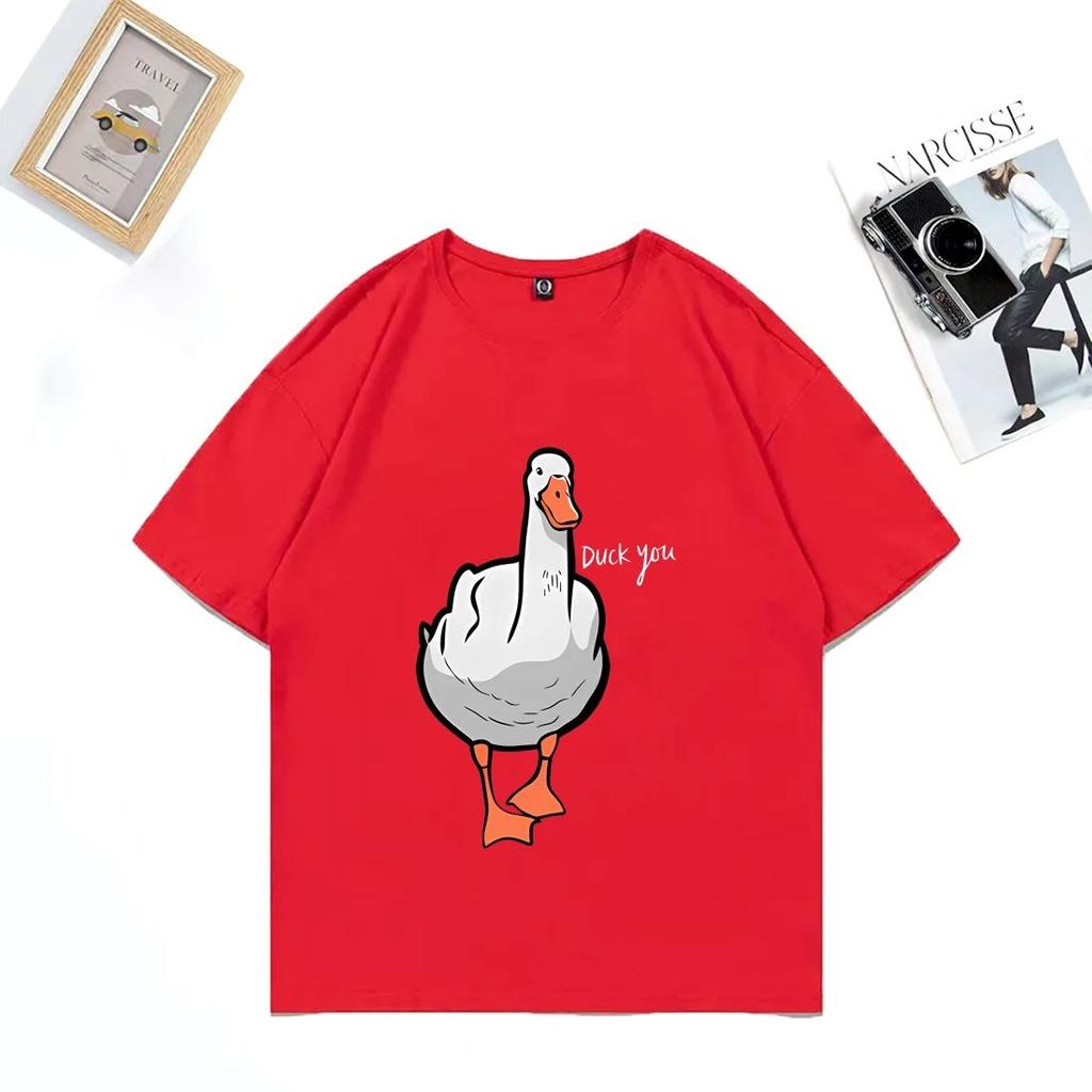 Funny Funny Printed T-shirt Funny Duck Round Neck Loose Cotton T-shirt Oversized Top Unisex Hip Hop Street Oversized T-shirt