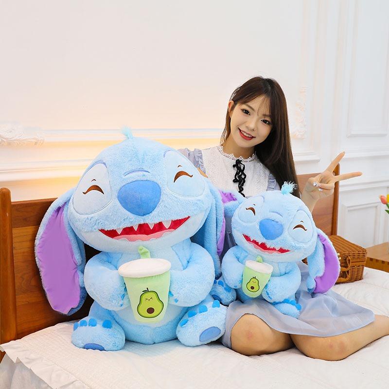 Kawaii Stich Plush Toy Milk Tea Cup Stitch Large Pillow Doll Stuffed Animal Kids Birthday Gift Cute Filled Doll for Children