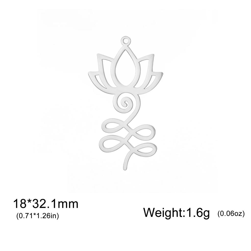 3pcs/lot Unalome Lotus Flower Necklace Earring Pendants Stainless Steel Yoga Buddhism Charms for Jewelry Making