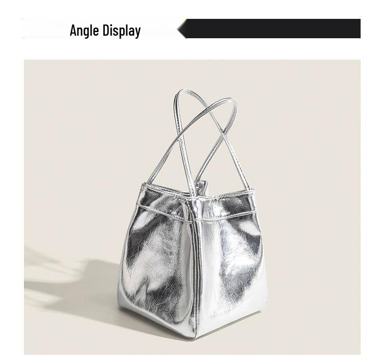 High-Gloss Dopamine Trend Tote: Mirror-Finish Textured Shell Handbag