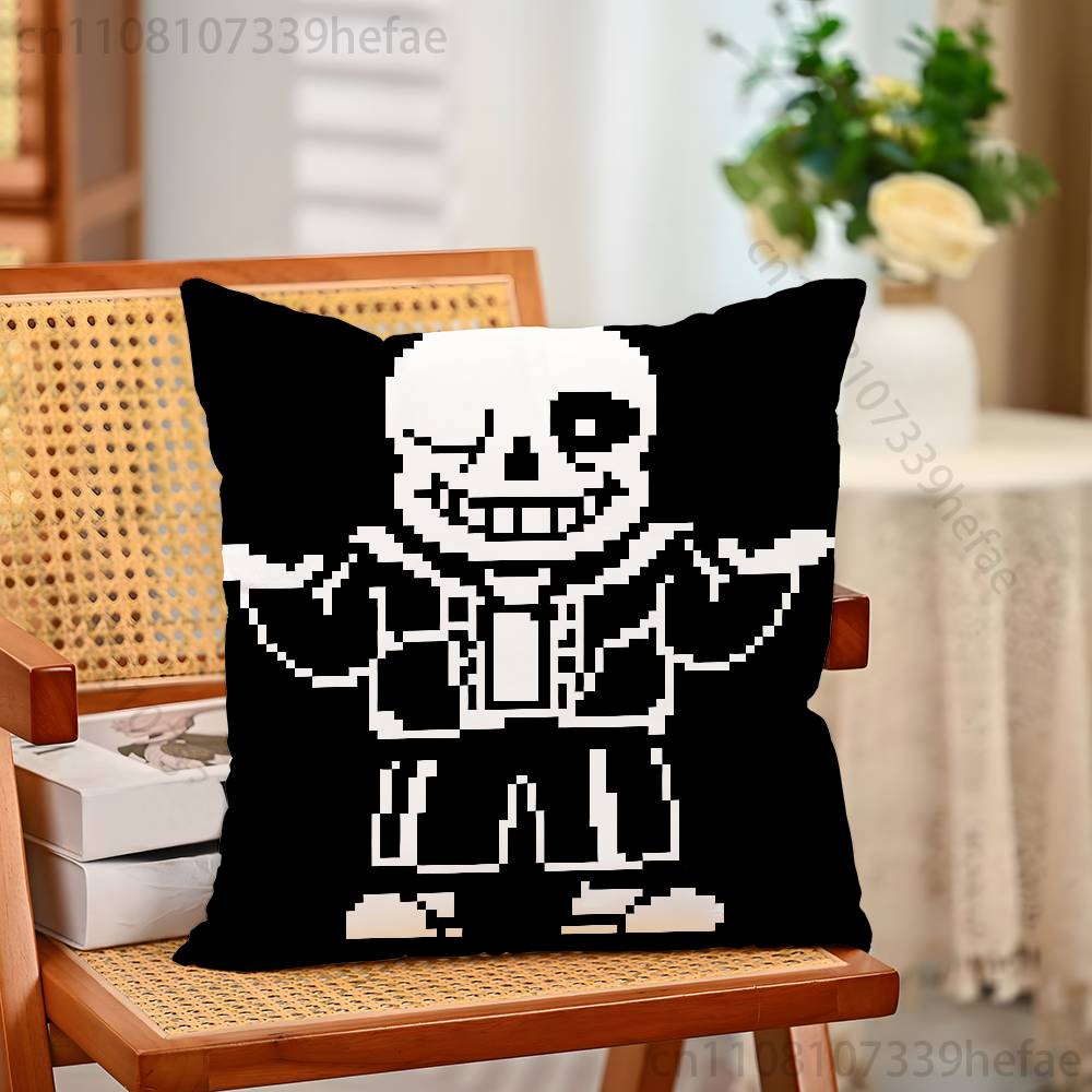 UUndertaleS Sans Pillow Case Plush Pillow Cases Home Decoration Pillow Cover for Sofa Bed Chair Living Room