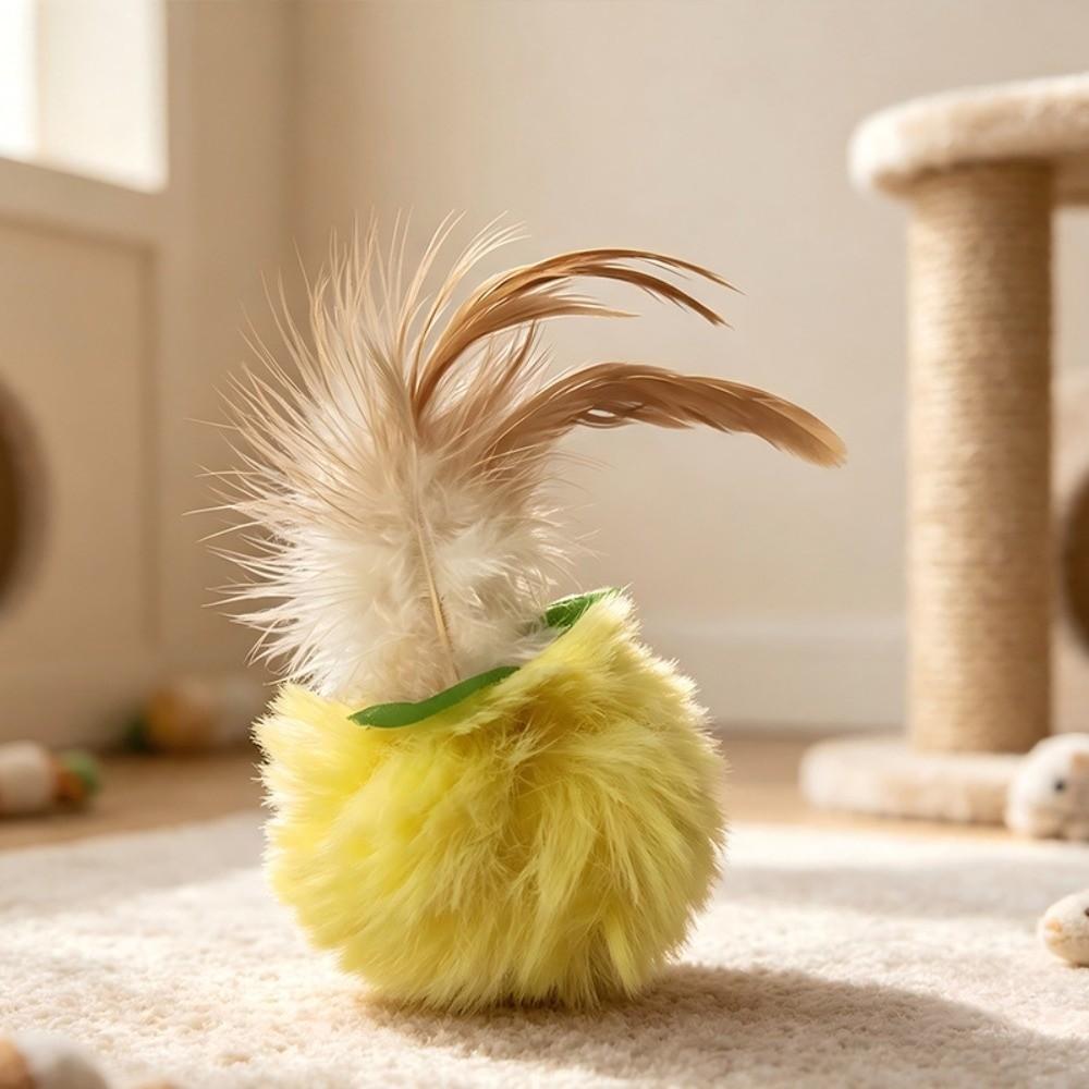 With Feather Cat Toy Persimmon-Shaped Interactive Chasing Pet Toy Portable Pet Toy Cats Kittens