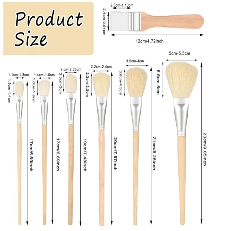7/12/15pcs Pottery Art Wool Brush Set for Ceramic Glaze/Painting Coloring Watercolor Paint Craft DIY Painting Pen Art Supplies