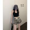 High-waisted Striped Shorts Women's Summer Elasticated Waist Baggy Wide-leg Pants Wear Slimming Sports A-line Spice Hot Pants