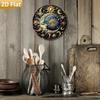 Vintage Sun and Moon Aluminum Metal Art Sign, 2D Circular Wall Decor for Home Bar Cafe