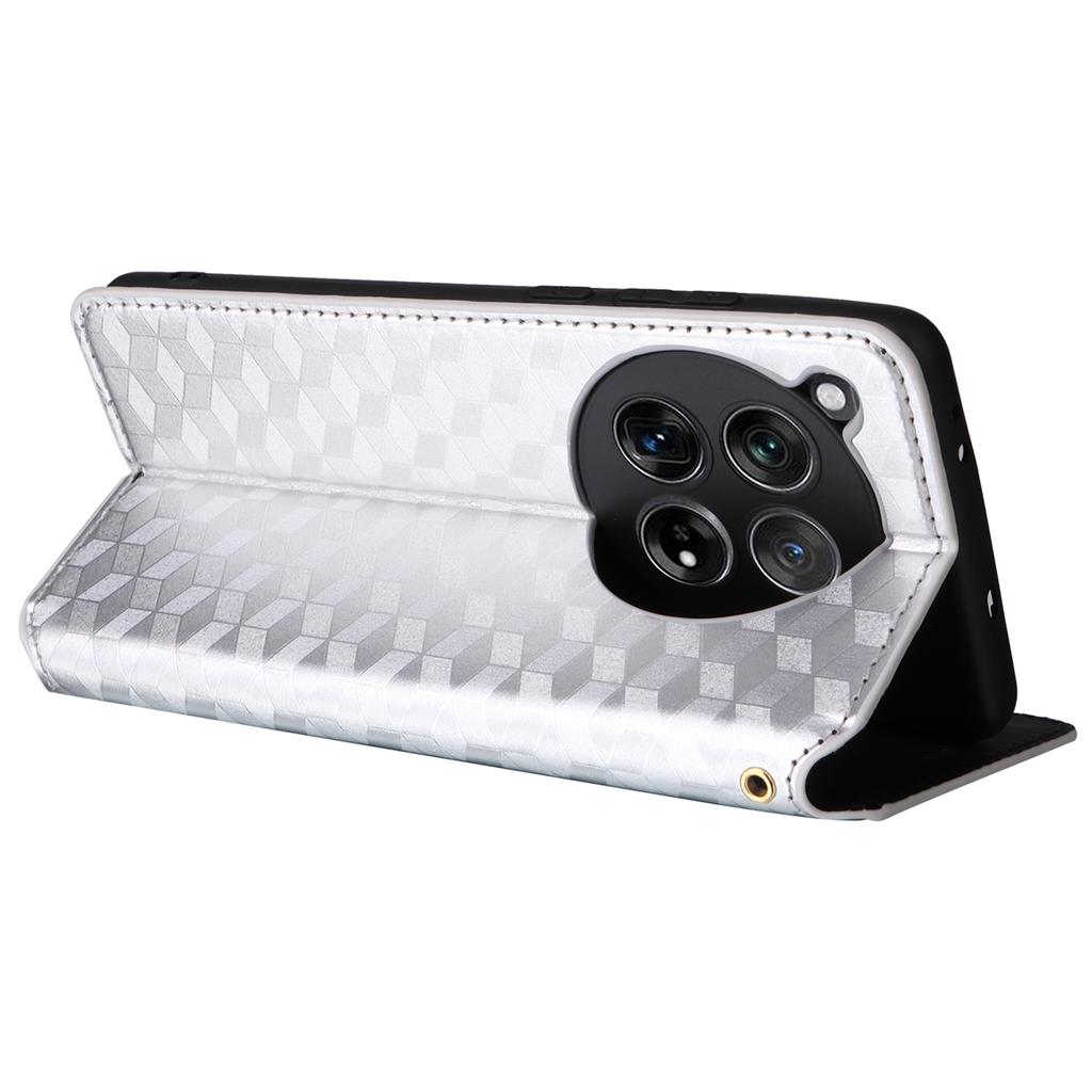 For OnePlus Ace 3 5G/12R 5G Phone Cover Magnetic Rhombus Pattern Leather Case