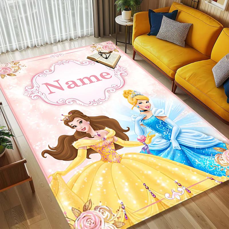 Personalized Name Princesses' Garden Living Room Non-Slip Area Rug Soft Carpet for Bedroom Kids Playroom Sofa,Office Home Decor Doormat