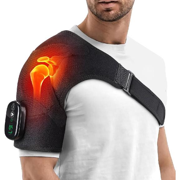 Cordless Heated Shoulder Brace, Heated Shoulder Wrap, Shoulder Heating Pad with Massage, Shoulder Massager for Men Women