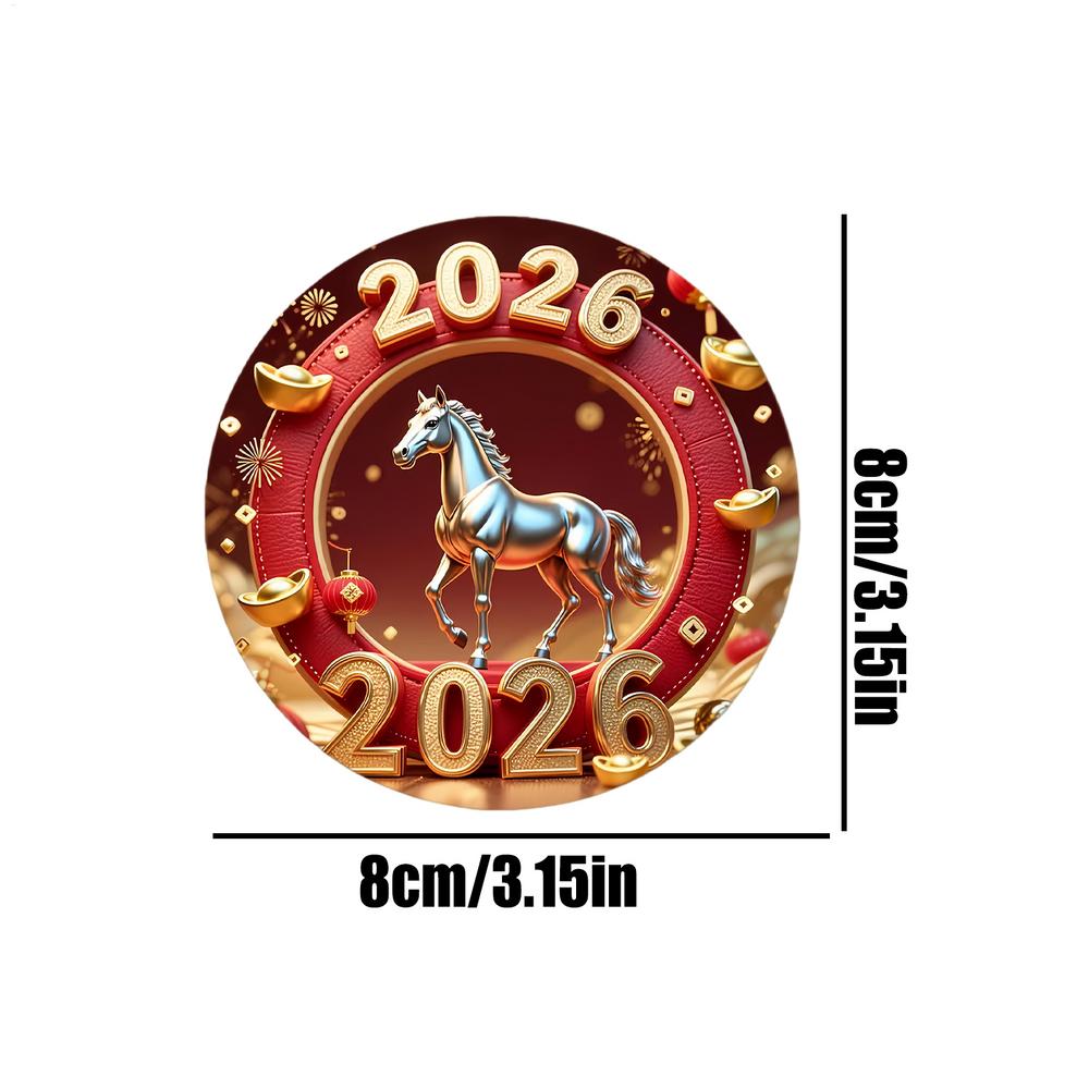 2026 New Year Decorations Magnetic 2D Flat Acrylic Horse Sticker Chinese Animal Refrigerator Magnet For Door Locker Cabinet 8cm
