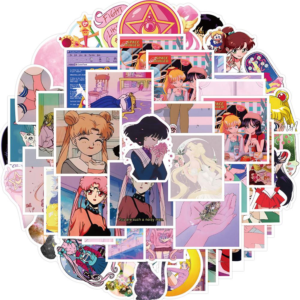 10/30/60pcs Cute Sailor Moon Anime Stickers Kawaii Beautiful Girls Cartoon Decals DIY Phone Diary Suitcase Kids Sticker Toy Gift