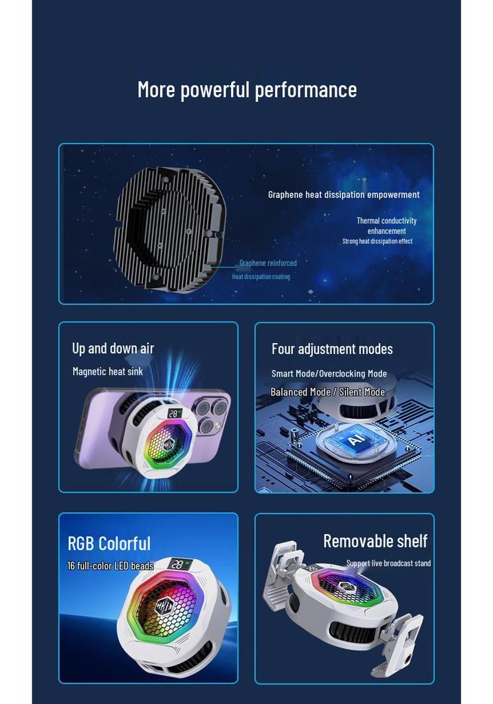Kylin TH12 Second Gen Magnetic AI Phone Cooler with Semiconductor Temperature Control for Streaming