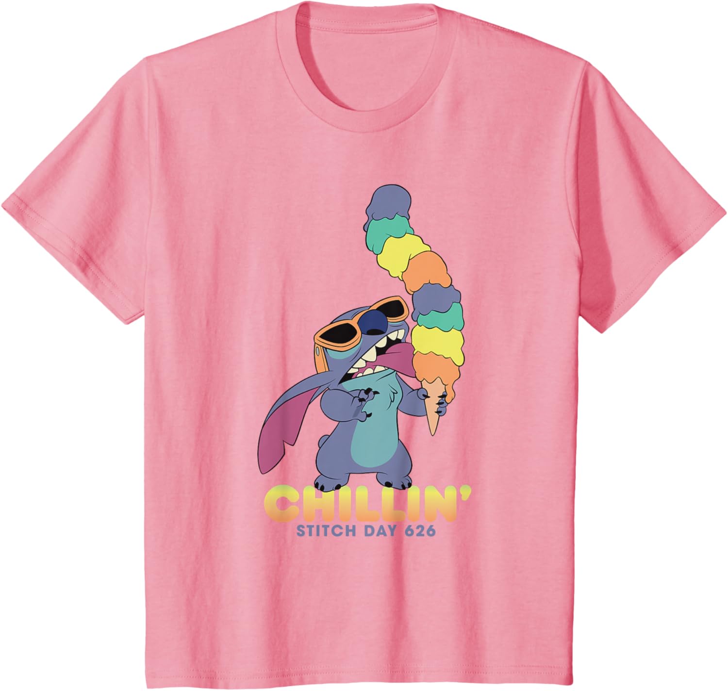 Hot Fashion Casual Disney Lilo and Stitch Ice Cream Chillin  T-Shirt S-4XL Summer XXXXL