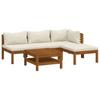 Patio Furniture Sets 5 Piece Garden Lounge Set With Cream Cushion Solid Acacia Wood