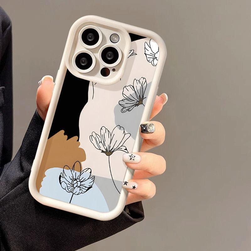 Art Style Flower for iPhone17ProMax Mobile Phone Case 16 Apple 17 Matte 14/15 Premium 13
