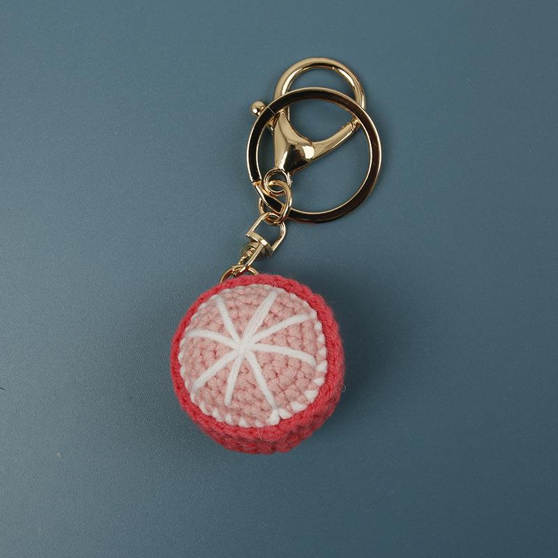 Cute Fruit Series Crochet Keychain Handmaking Knitted Fruit Keyrings For Bag Pendant Keychain Custom Accessories