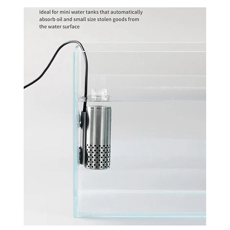 Stainless Steel Aquarium Electric Oil Removal Film Membrane Fish Tank USB Filter Self-Priming Floating Head Oil Processor