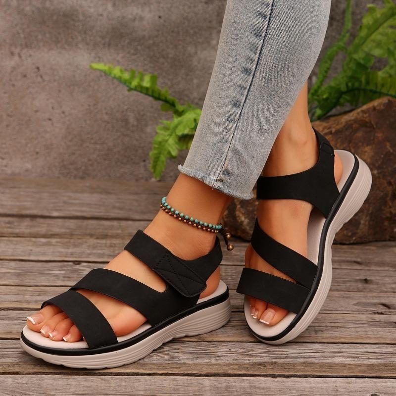 Summer new women's platform sandals large size fish mouth word Velcro wedge slippers women