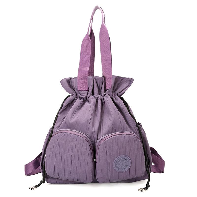 Rucksack mit Kordelzug, Kleine, lässige Doppelschultertasche mit großem Fassungsvermögen, Tragbare Wasserkanister-Tasche violett