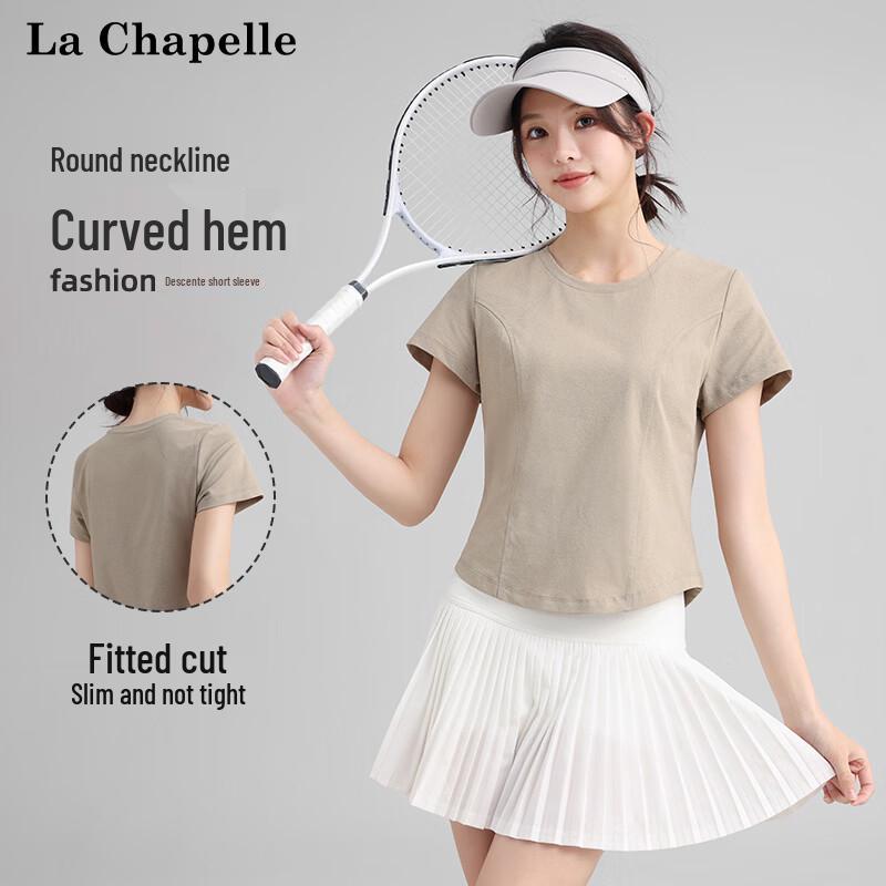 La Chapelle Women's Slim-Fit Cooling Quick-Dry Sport T-Shirt with Curved Hem