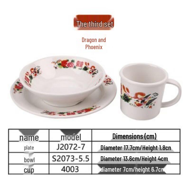 Qianxing Retro Chinese Melamine Tableware Set