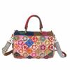 Damentasche Rindsleder Tragbare Umhängetasche Rhombus Splicing Flower Ledertasche