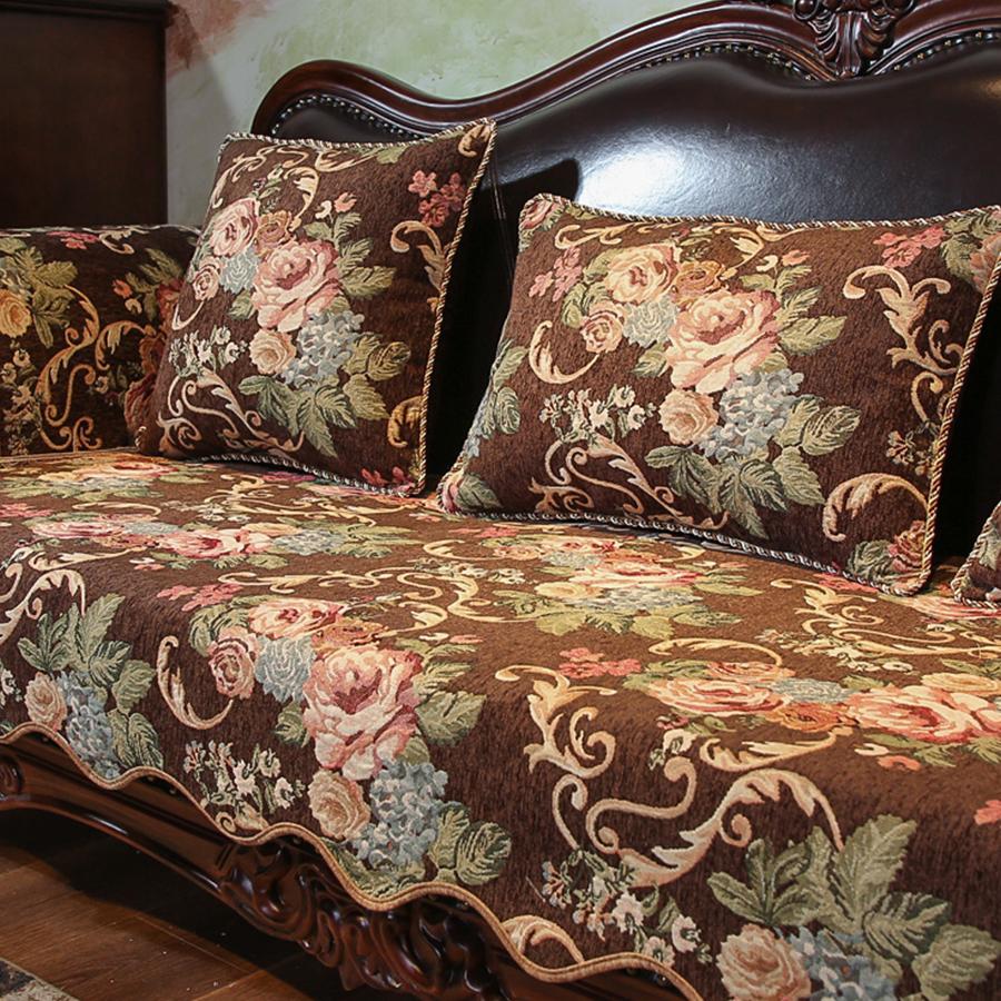 

Чехол для дивана в европейском стиле, ретро, роскошный, вышитый, чехол для дивана для гостиной, жаккардовая ткань, нескользящий, чехол для мебели, домашний декор armrestcover 60x60cm коричневый