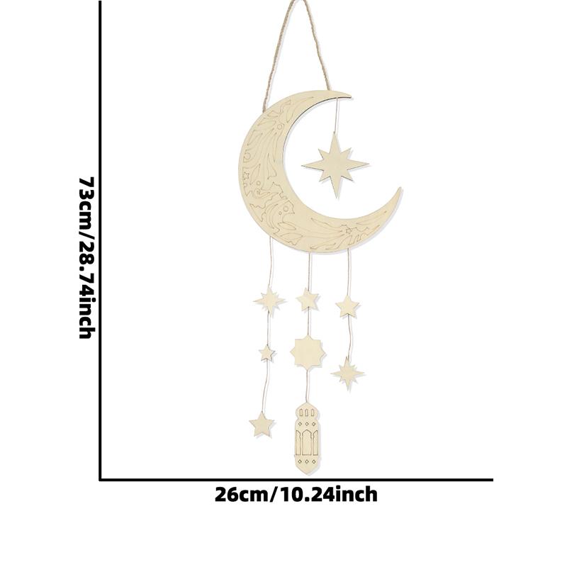 Ramadan Wooden Wall Hanging Decor Islamic Arch Design with Floral Tassel Festive Home Wall Decoration for Ramadan Eid Gift