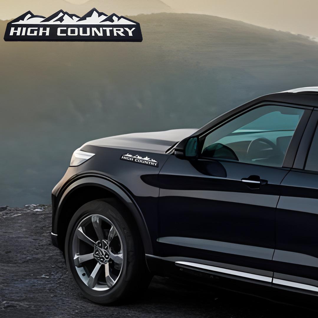 High Country Car Emblem for Chevrolet, Jeep, Dodge, Ford - Snow Mountain Sticker чёрный/белый