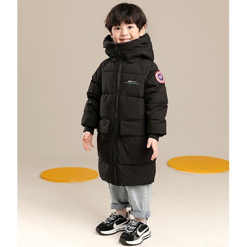 Autumn Winter Children's Coat Boys Jacket Solid Color Long Style Keep Warm Hooded Coat for Kids