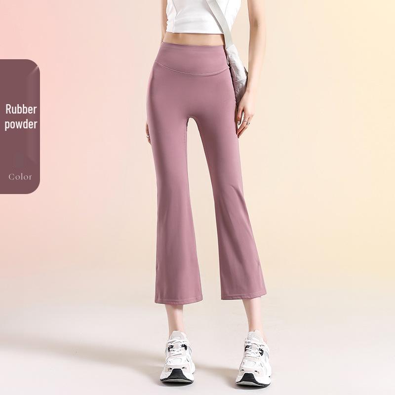 Women's High-Waisted Flared Yoga Pants - Lightweight, Breathable 7/8 Length for Pilates and Summer Fitness