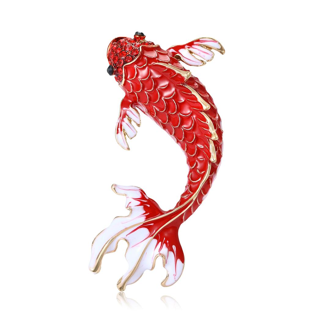 Enamel Carp Brooch for Women Unisex Animal Lapel Pins Party Friend Accessories Gifts