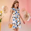 Children's Flying Sleeve Round Neck Summer A-Line Casual Holiday Floral Print Loose Dress